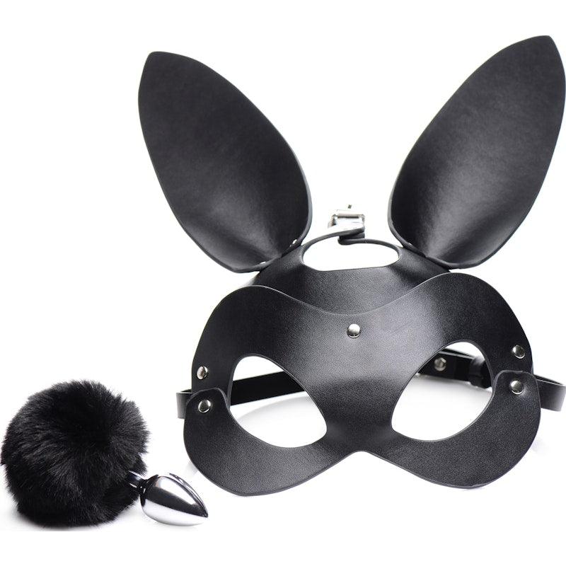 Bunny Tail Anal Plug and Mask Set - Adult Toys