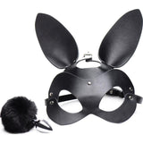 Bunny Tail Anal Plug and Mask Set - Adult Toys