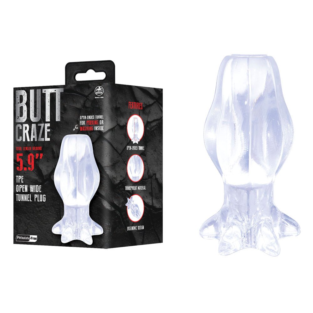 Butt Craze - Clear 15 cm Hollow Butt Plug - ANAL TOYS