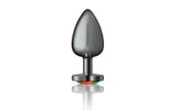 Cheeky Charms Gunmetal Butt Plug w Heart Rainbow Jewel Large - Naughty by Nature Adult Store