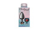 Cheeky Charms Gunmetal Butt Plug w Heart Rainbow Jewel Medium - Adult Toys