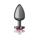 Cheeky Charms Gunmetal Butt Plug w Heart Red Jewel Large - Adult Toys