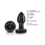 Cheeky Charms Gunmetal Rechargeable Vibrating Metal Butt Plug w Remote Small - Adult Toys