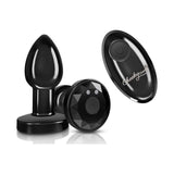 Cheeky Charms Gunmetal Rechargeable Vibrating Metal Butt Plug w Remote Small - Adult Toys