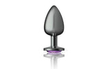 Cheeky Charms Gunmetal Round Butt Plug w Purple Jewel Large - Adult Toys