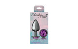 Cheeky Charms Gunmetal Round Butt Plug w Purple Jewel Small - Adult Toys