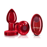 Cheeky Charms Red Rechargeable Vibrating Metal Butt Plug w Remote Small - Adult Toys