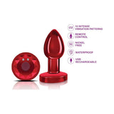 Cheeky Charms Red Rechargeable Vibrating Metal Butt Plug w Remote Small - Adult Toys