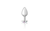 Cheeky Charms Silver Metal Butt Plug w Heart Clear Jewel Medium - Naughty by Nature Adult Store