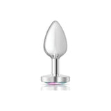 Cheeky Charms Silver Metal Butt Plug w Heart Clear Jewel Small - Naughty by Nature Adult Store