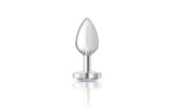 Cheeky Charms Silver Metal Butt Plug w Heart Clear Jewel Small - Naughty by Nature Adult Store