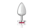 Cheeky Charms Silver Metal Butt Plug w Heart Pink Jewel Large - Naughty by Nature Adult Store