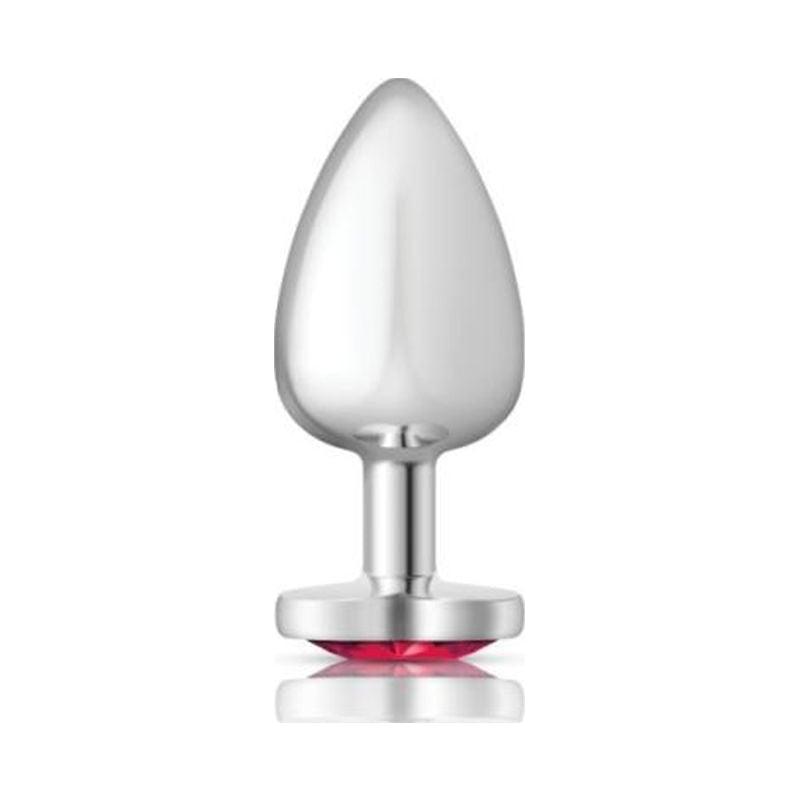 Cheeky Charms Silver Metal Butt Plug w Heart Pink Jewel Large - Naughty by Nature Adult Store