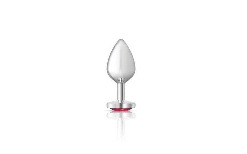 Cheeky Charms Silver Metal Butt Plug w Heart Pink Jewel Medium - Naughty by Nature Adult Store