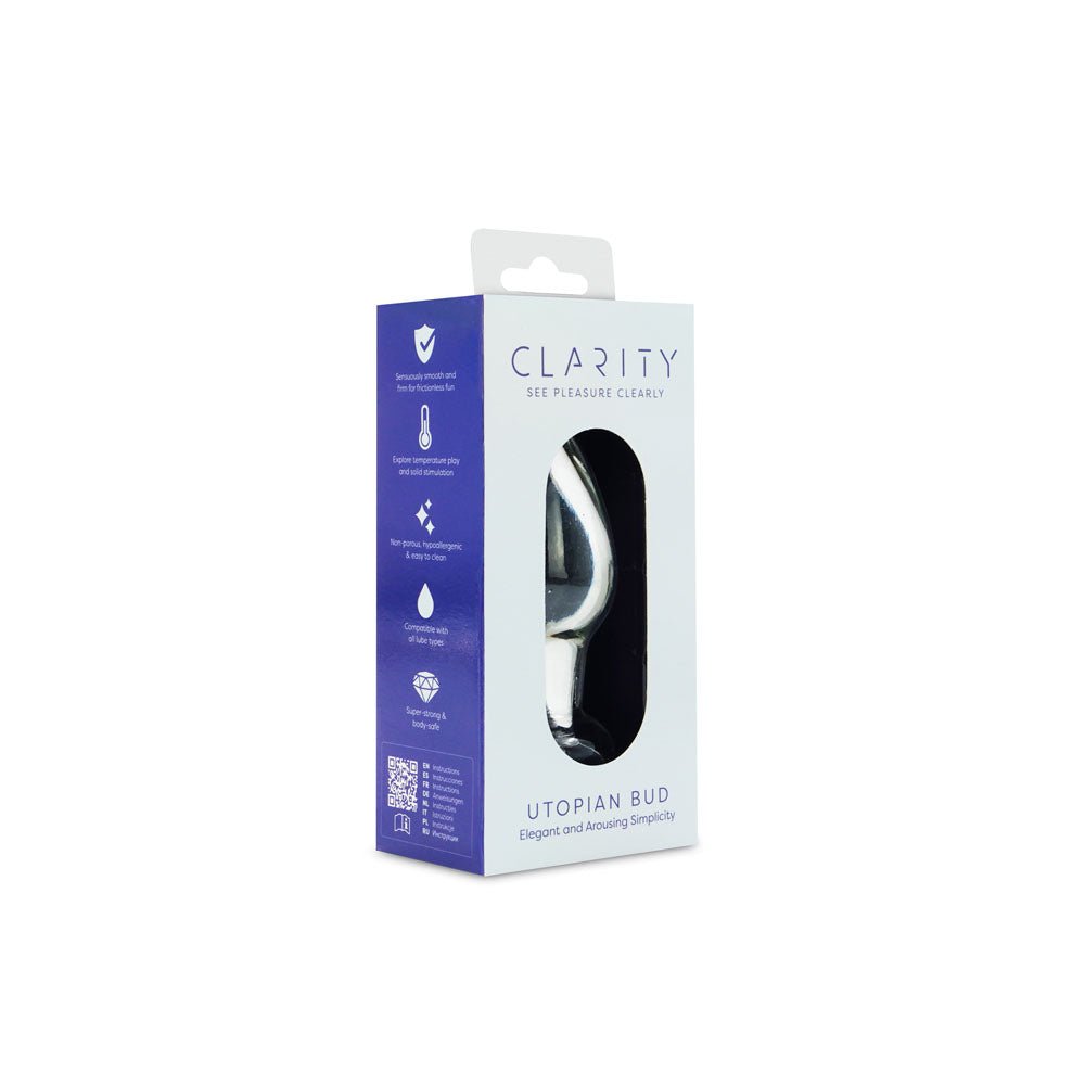 Clarity - Utopian Bud - Clear 8.9 cm Glass Butt Plug - GLASS TOYS