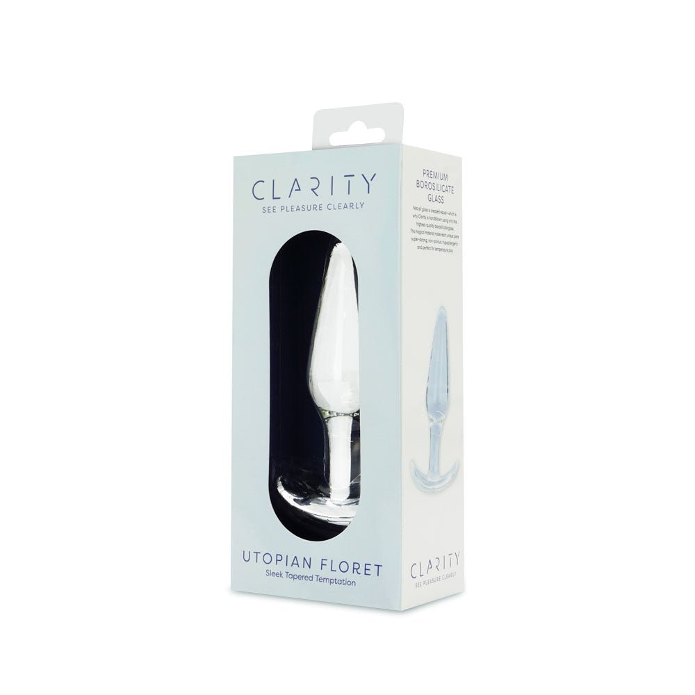 Clarity - Utopian Floret - Clear 11 cm Glass Butt Plug - GLASS TOYS