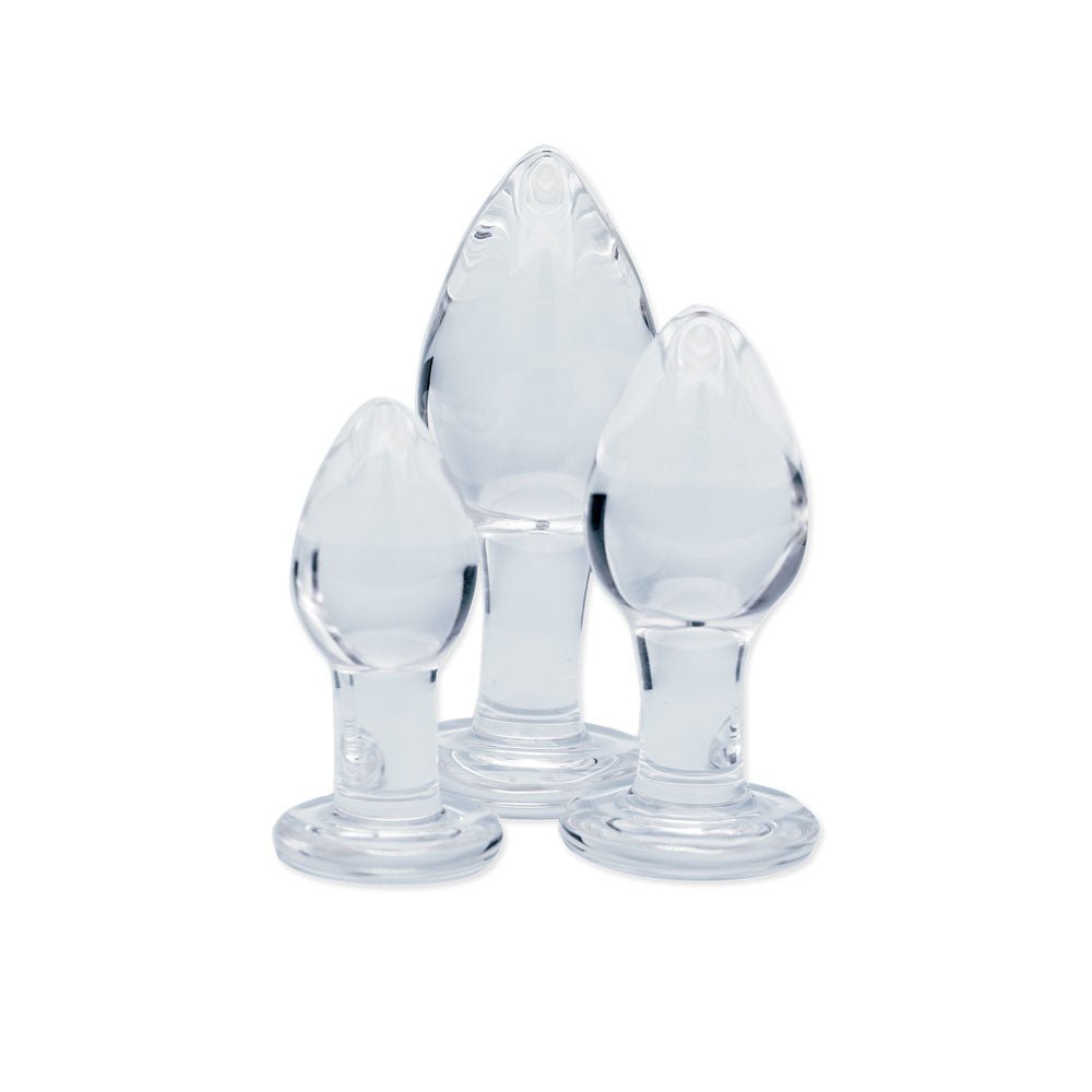 Clarity - Utopian Trinity Glass Butt Plugs - Set of 3 Sizes - GLASS TOYS