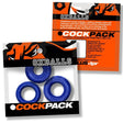 Blue Cockpack Trio: 3 Pc Cockring Set - Cock Rings