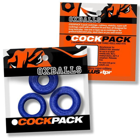 Cockpack 3 Pc Ring Set Blue - Naughty by Nature Adult Store