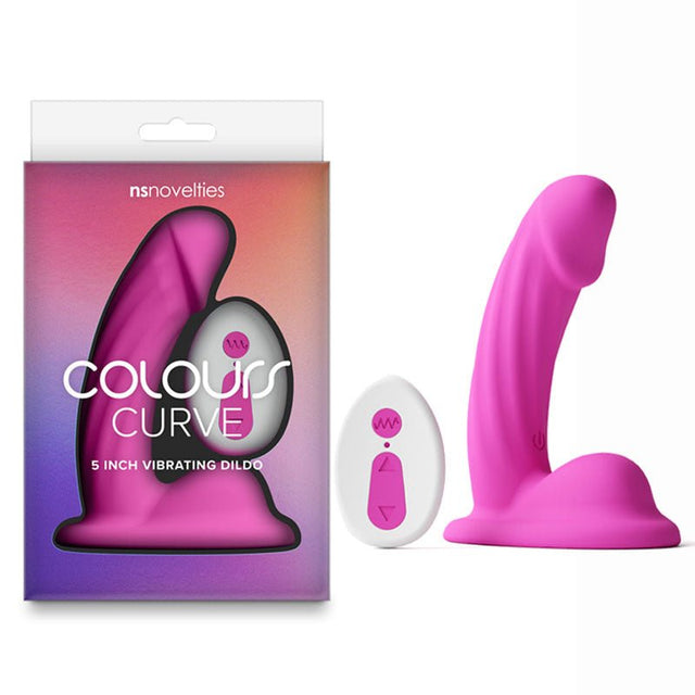 Colours Curve - Vibrating 5'' Dildo - Pink with Wireless Remote - DONGS