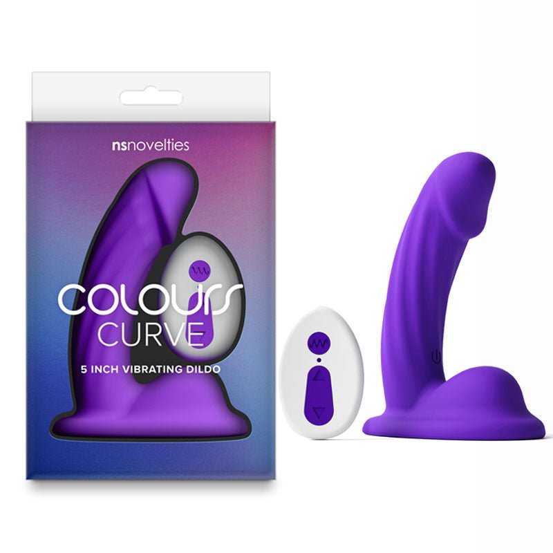 Colours Curve - Vibrating 5'' Dildo - Purple with Wireless Remote - DONGS