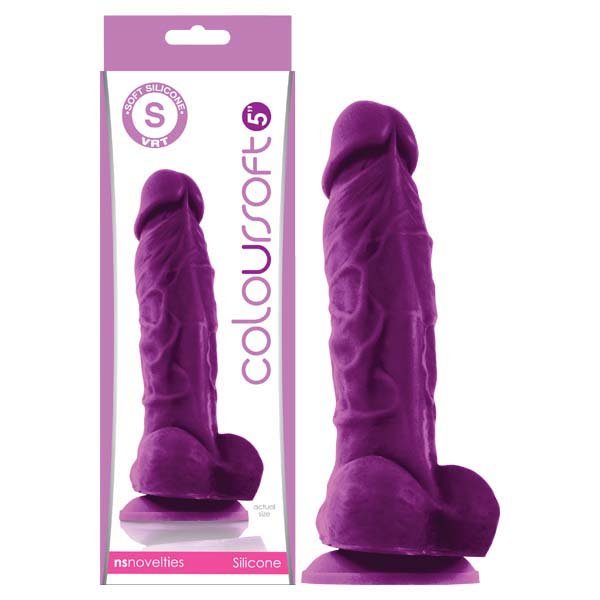 ColourSoft Five Inch Soft Dildo Purple Realistic Length - DONGS