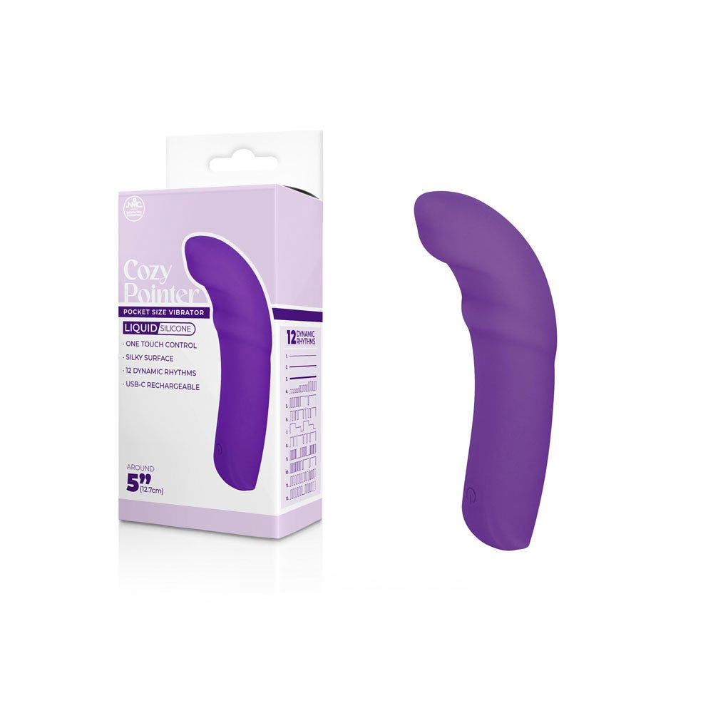 Cozy Pointer - Purple - Purple 12.7 cm USB Rechargeable Curved Mini Vibrator - VIBRATORS