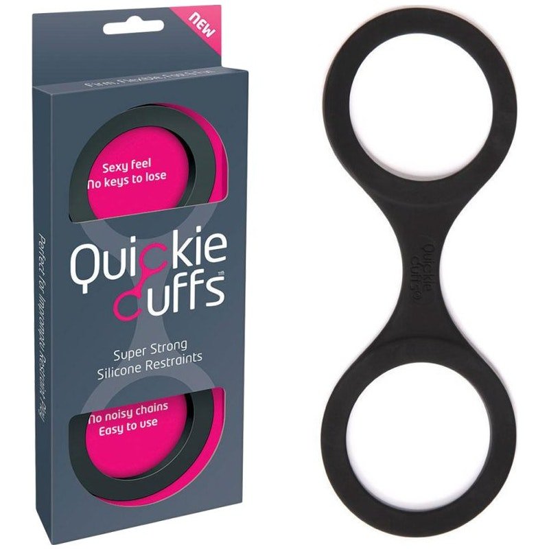 CreativeC Quickie Cuffs – Black Silicone Bondage Handcuffs (Medium) - Adult Toys