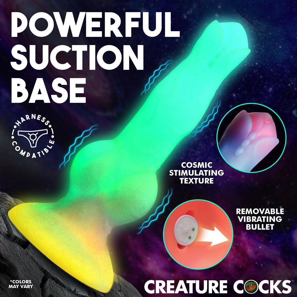 Creature Cocks Astro Cock Glow In The Dark Vibrating Dildo With Remote - DONGS