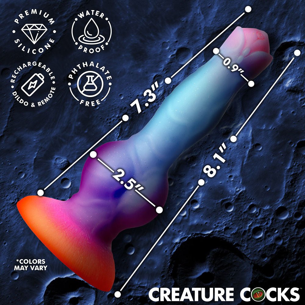 Creature Cocks Astro Cock Glow In The Dark Vibrating Dildo With Remote - DONGS