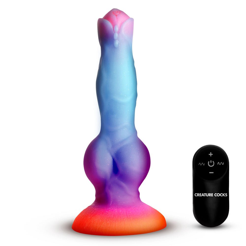 Creature Cocks Astro Cock Glow In The Dark Vibrating Dildo With Remote - DONGS