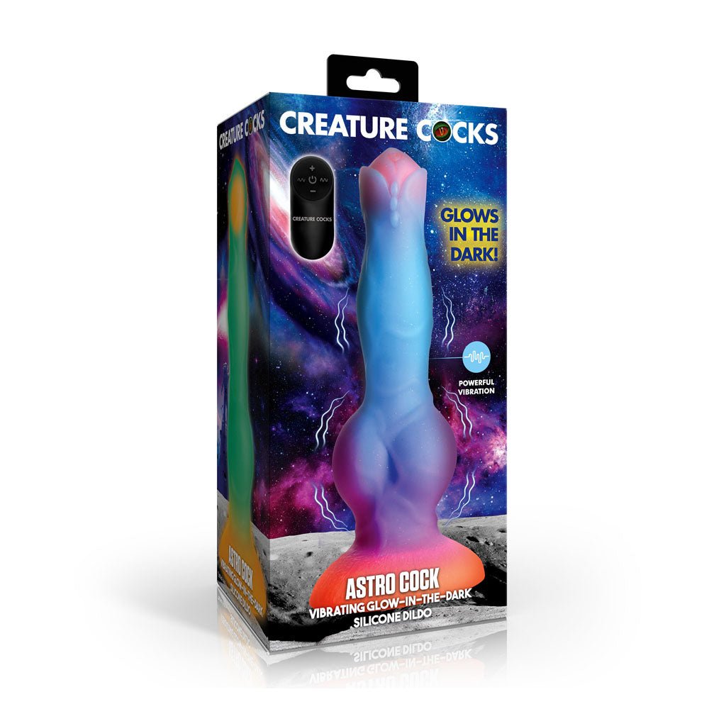 Creature Cocks Astro Cock Glow In The Dark Vibrating Dildo With Remote - DONGS