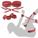 Crimson Captive Thigh Wrist Ankle Hog Tie Restraints - Adult Toys