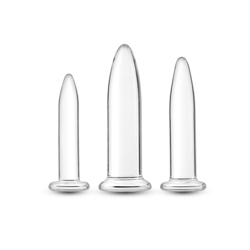 Crystal - 3pc Trainer Kit - Clear Glass Anal Plugs - Set of 3 Sizes - GLASS TOYS