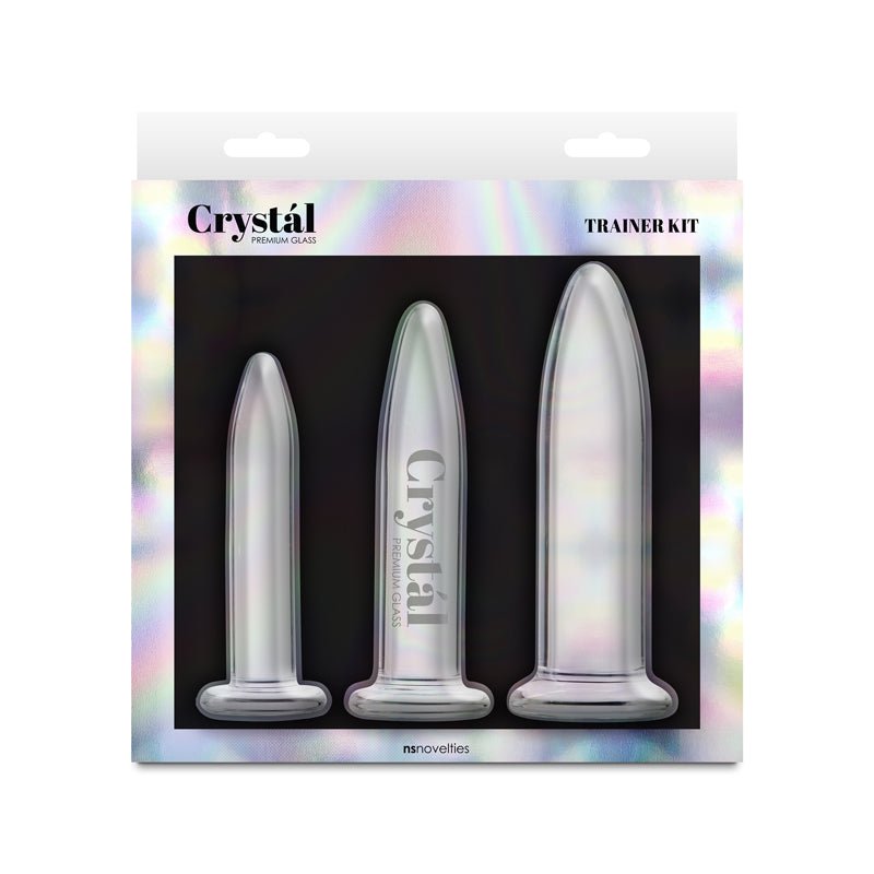 Crystal - 3pc Trainer Kit - Clear Glass Anal Plugs - Set of 3 Sizes - GLASS TOYS