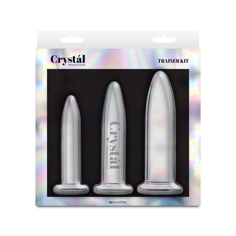 Crystal - 3pc Trainer Kit - Clear Glass Anal Plugs - Set of 3 Sizes - GLASS TOYS