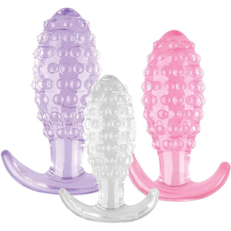Crystal Ballers 3 Pc Silicone Anal Plug Set - Adult Toys