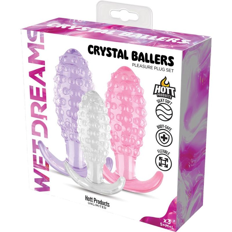 Crystal Ballers 3 Pc Silicone Anal Plug Set - Adult Toys