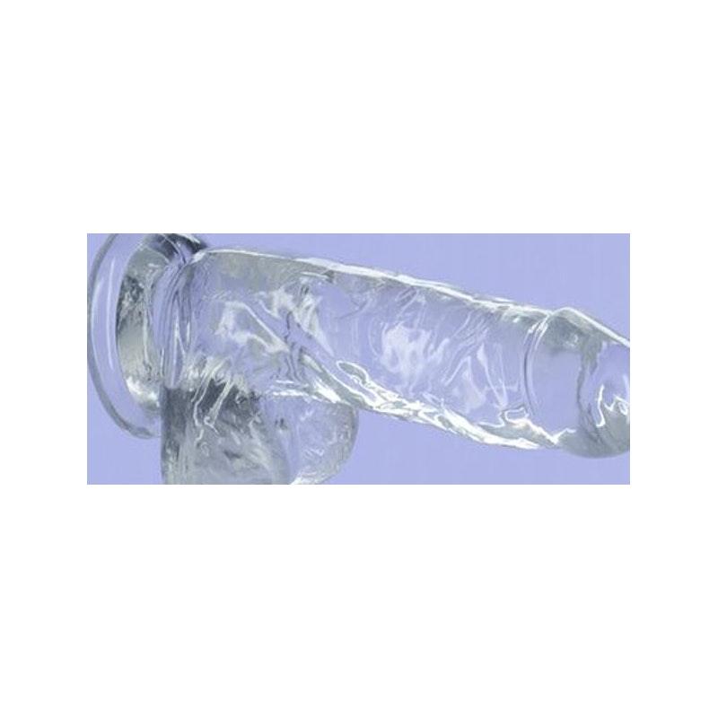 Crystal Dildo w Balls 6in Clear - Naughty by Nature Adult Store