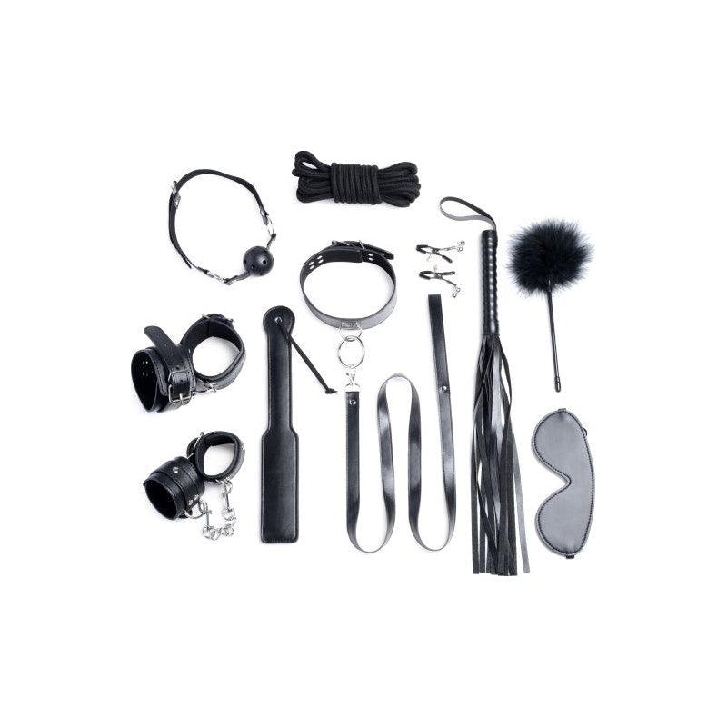 Deluxe 10 Pc Bondage Set Black - Naughty by Nature Adult Store