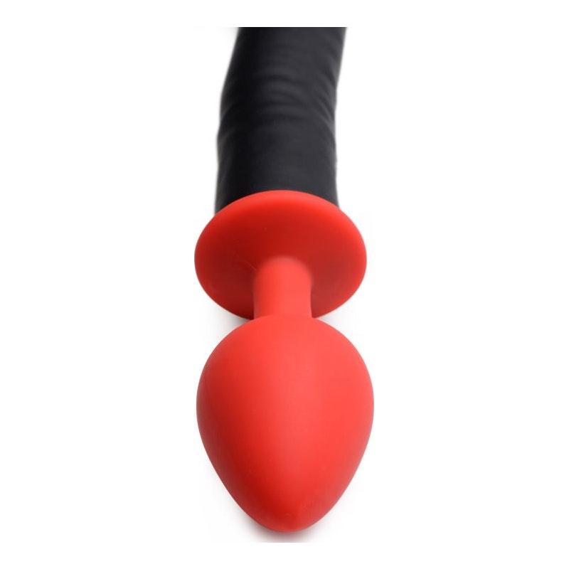 Devil Tail Anal Plug and Horn Set Black - Adult Toys