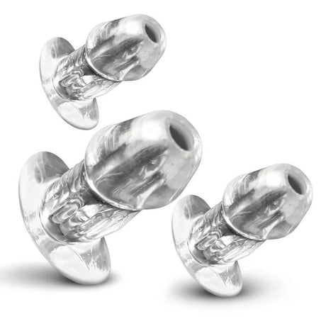 Dicked Clear Hollow Anal Plug 3pc Set - Adult Toys