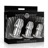 Dicked Clear Hollow Anal Plug 3pc Set - Adult Toys