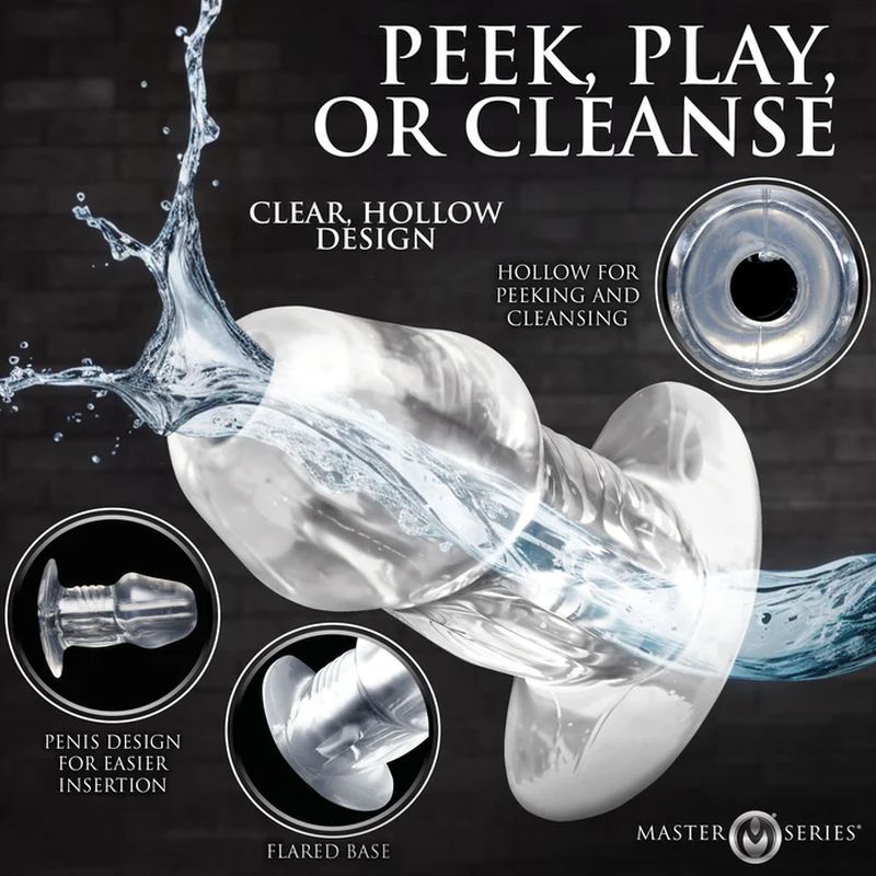Dicked Clear Hollow Anal Plug 3pc Set - Adult Toys