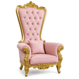 Domina Throne Chair Gold Frame Pink Velvet Cushion - Adult Toys