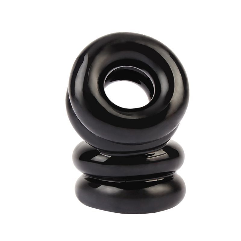 Double Stacked Dual Pleasure Ring Black - Naughty by Nature Adult Store