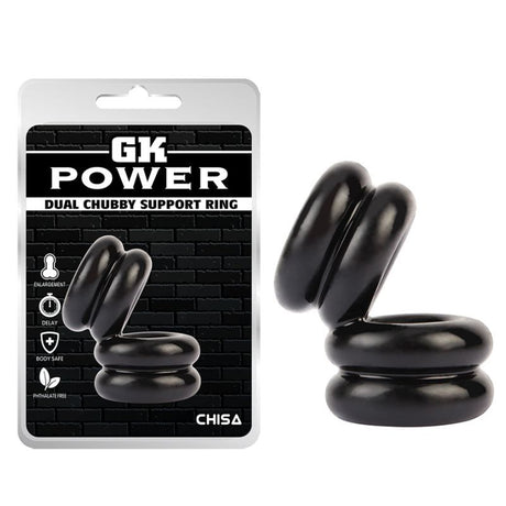 Double Stacked Dual Pleasure Ring Black - Naughty by Nature Adult Store