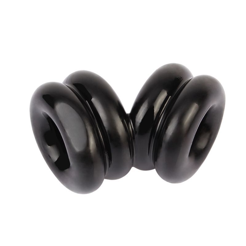 Double Stacked Dual Pleasure Ring Black - Naughty by Nature Adult Store
