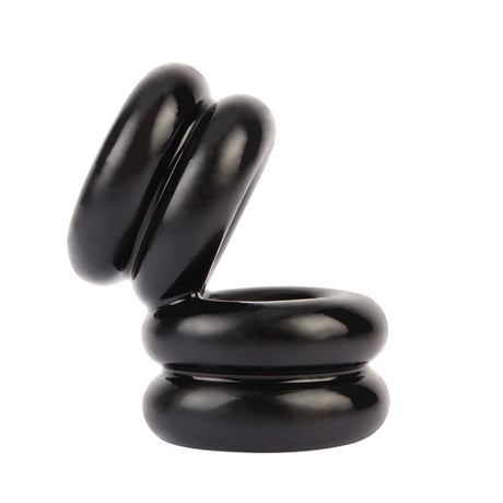 Double Stacked Dual Pleasure Ring Black - Naughty by Nature Adult Store
