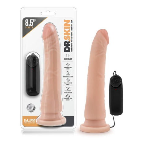Dr. Skin 8.5" Realistic Vibrating Dildo with Suction Cup - Flesh - DONGS